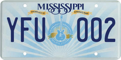 MS license plate YFU002