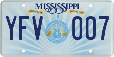MS license plate YFV007