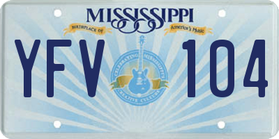 MS license plate YFV104