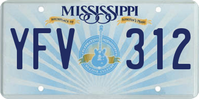 MS license plate YFV312