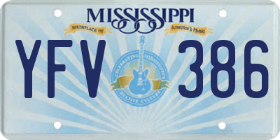 MS license plate YFV386