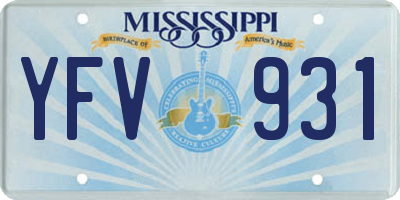 MS license plate YFV931