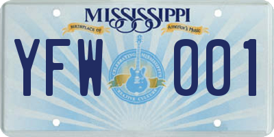 MS license plate YFW001