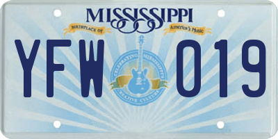 MS license plate YFW019