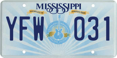 MS license plate YFW031