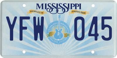 MS license plate YFW045