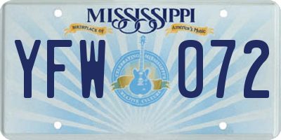 MS license plate YFW072