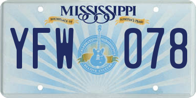 MS license plate YFW078