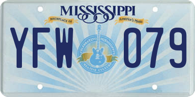 MS license plate YFW079