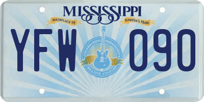 MS license plate YFW090