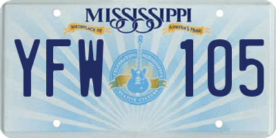MS license plate YFW105
