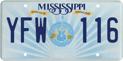 MS license plate YFW116