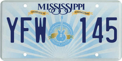MS license plate YFW145