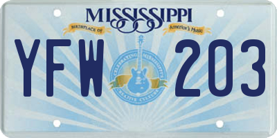 MS license plate YFW203