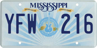 MS license plate YFW216