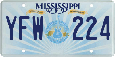 MS license plate YFW224