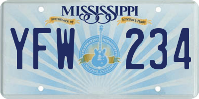 MS license plate YFW234