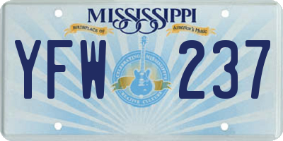 MS license plate YFW237