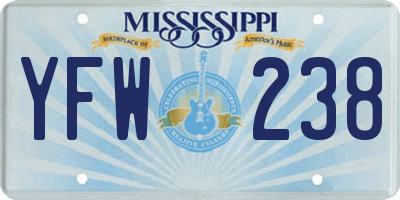 MS license plate YFW238