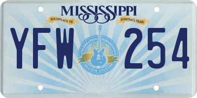 MS license plate YFW254