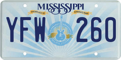 MS license plate YFW260
