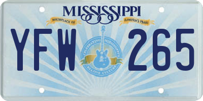 MS license plate YFW265