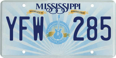 MS license plate YFW285