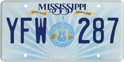 MS license plate YFW287