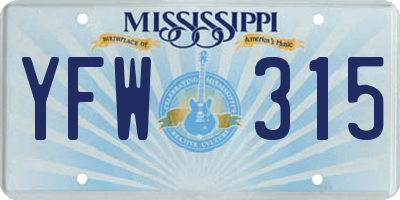 MS license plate YFW315