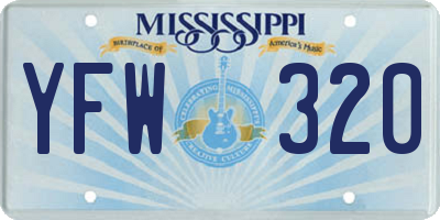MS license plate YFW320