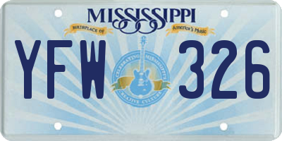 MS license plate YFW326