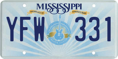 MS license plate YFW331