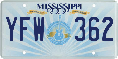 MS license plate YFW362