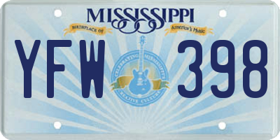MS license plate YFW398