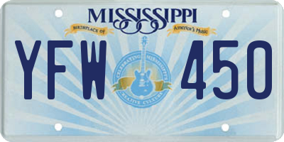 MS license plate YFW450