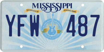 MS license plate YFW487