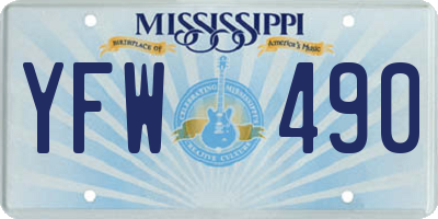 MS license plate YFW490