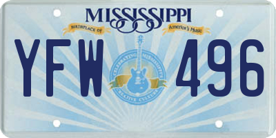 MS license plate YFW496