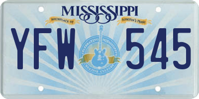 MS license plate YFW545