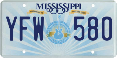 MS license plate YFW580