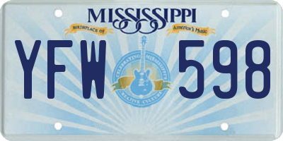 MS license plate YFW598
