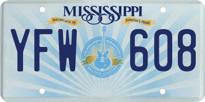 MS license plate YFW608