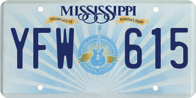 MS license plate YFW615