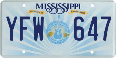 MS license plate YFW647