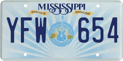 MS license plate YFW654