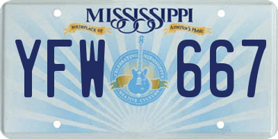MS license plate YFW667