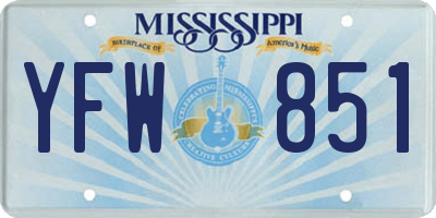 MS license plate YFW851