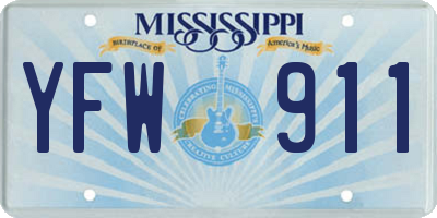MS license plate YFW911
