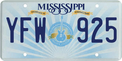 MS license plate YFW925