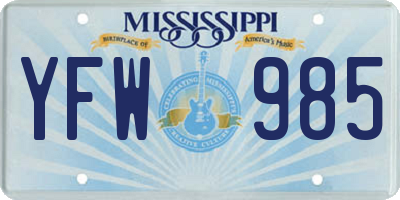 MS license plate YFW985